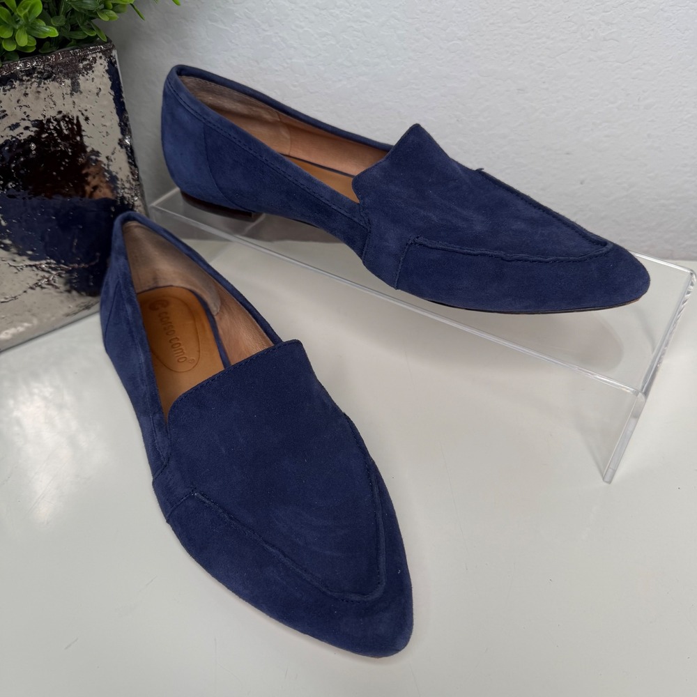 Corso Como Loafers Womens Navy Blue Suede Pointed Toe Professional 8M